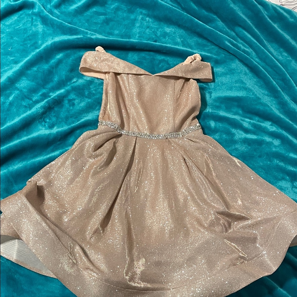 Bliss Shimmering Kids Dress in Gold